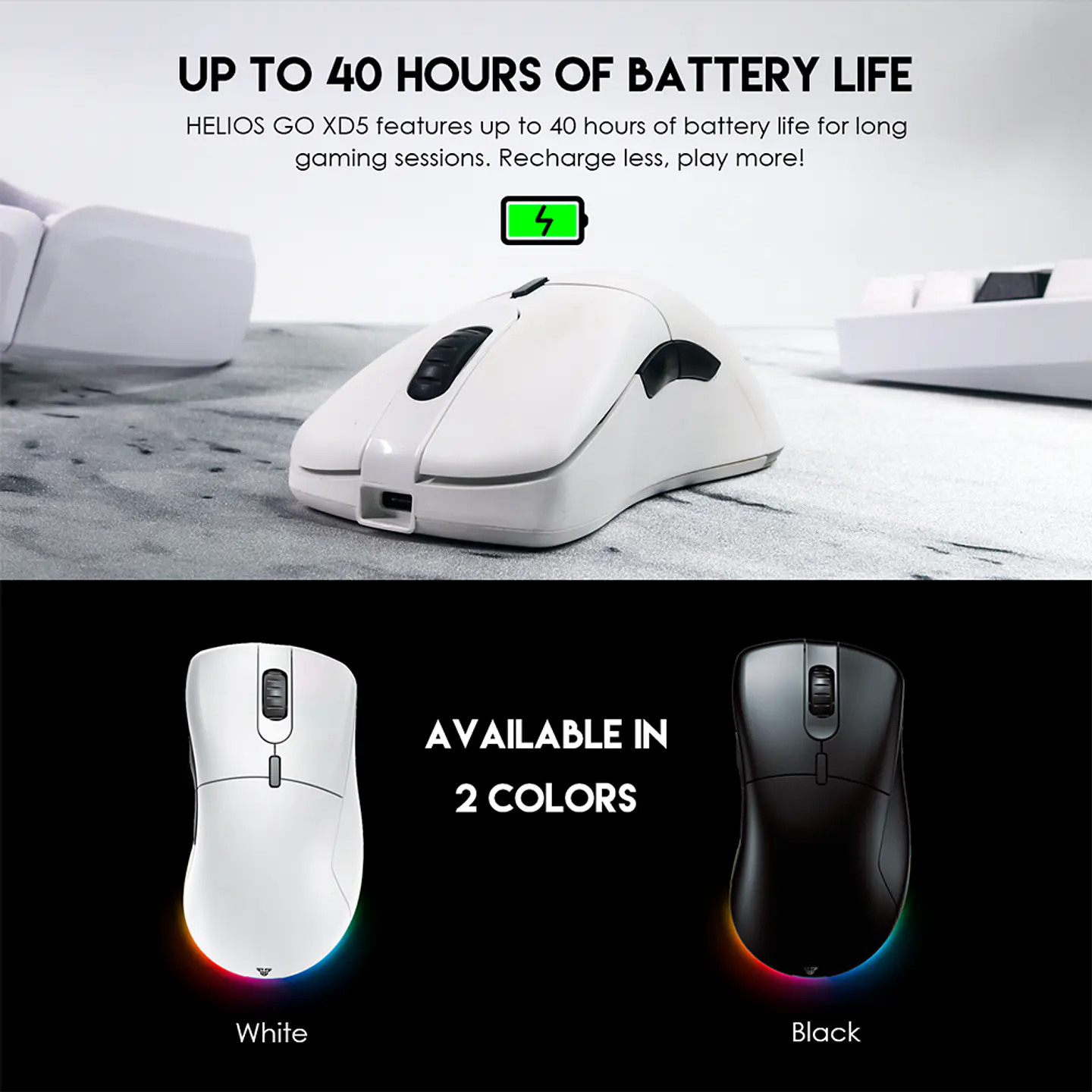 Mouse Inalámbrico Wireless Fantech Helios XD5 RGB 72gr White 4
