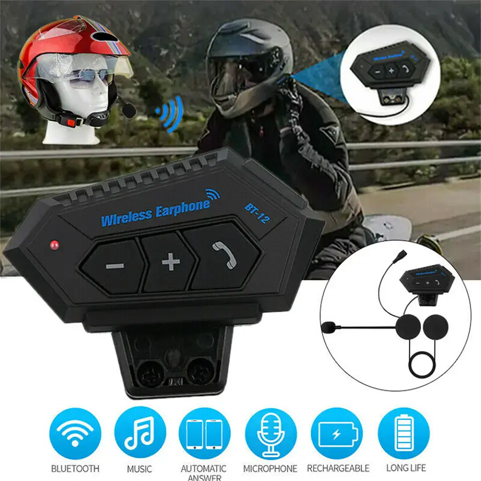 Audifonos Bluetooth Intercomunicador para casco de moto, resistentes al agua 1