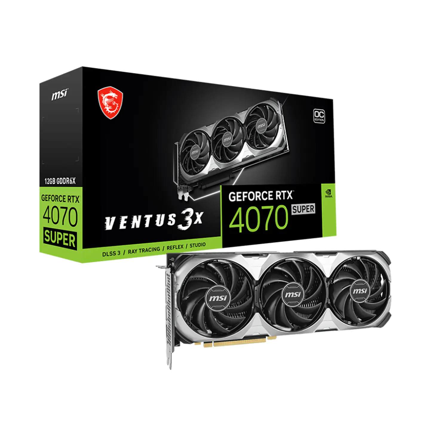 Tarjeta de Video MSI RTX 4070 Super Ventus 3X 12G GDDR6X OC 1
