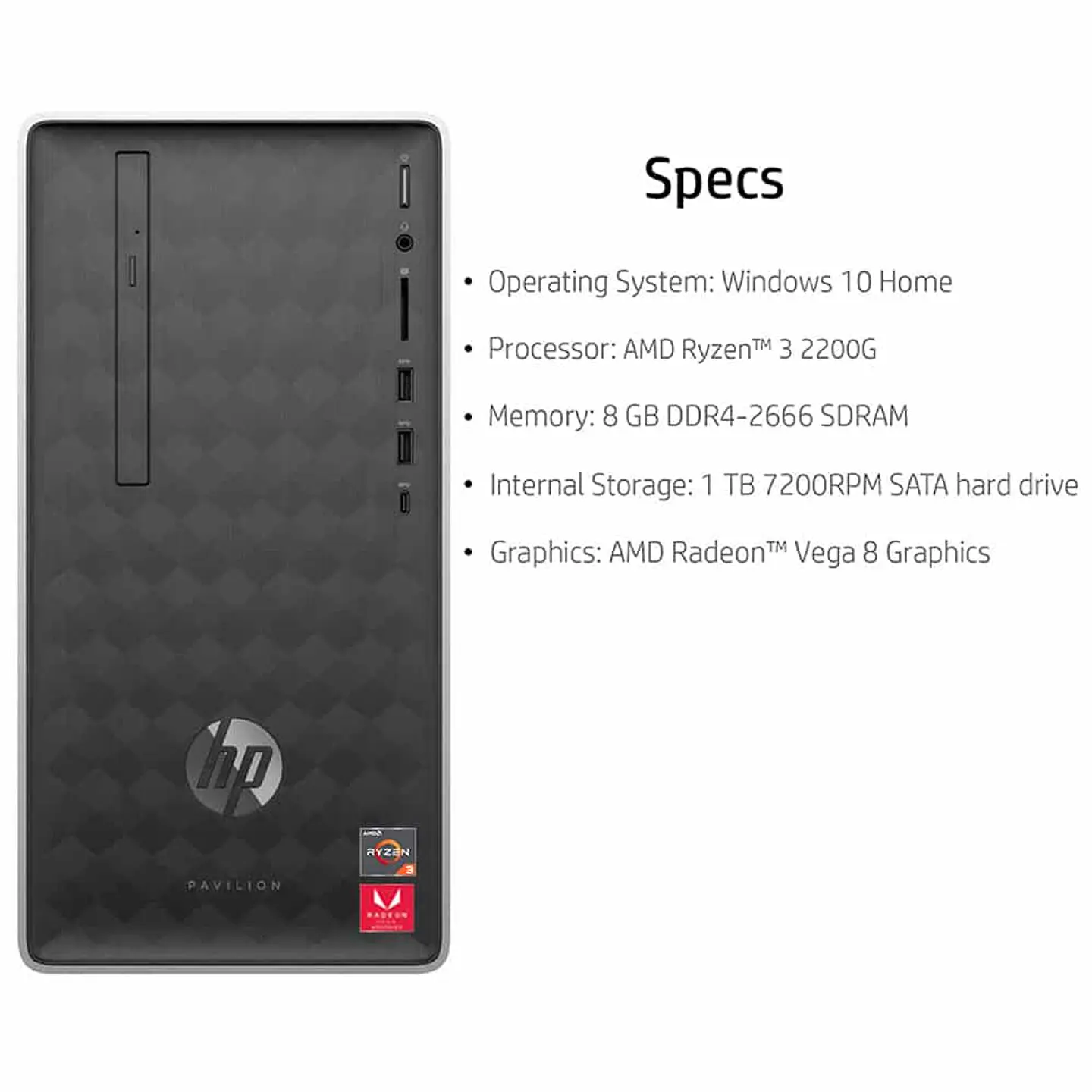 PC HP Pavilion 590 AMD Ryzen 3, 8GB RAM ,1TB + Monitor HP 24