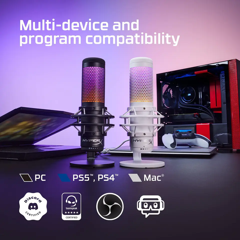 Micrófono Hyperx Quadcast S Condensador Multipatrón Black, Multiplataforma 8