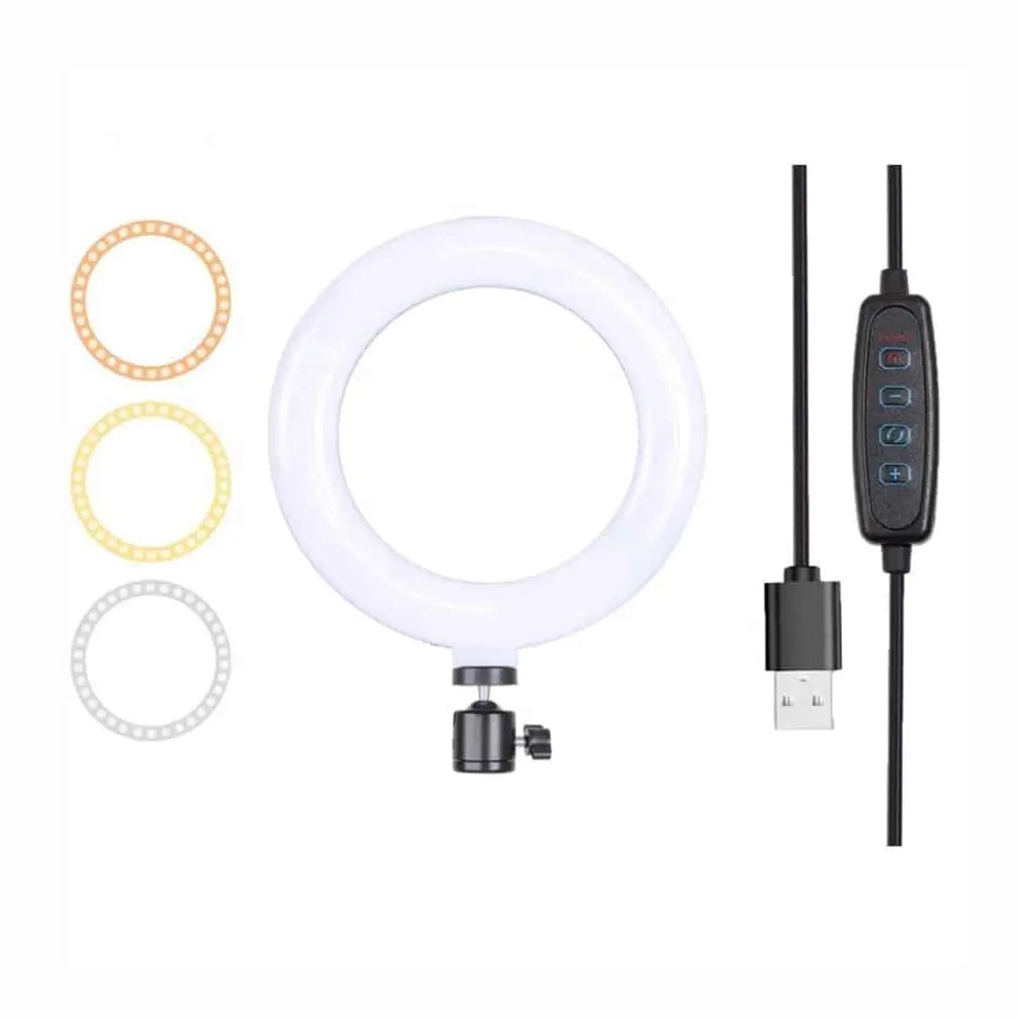 Aro de luz 16cm, 3 tonos regulable, incluye trípode de mesa y soporte giratorio 2