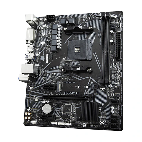 Placa Madre Gigabyte A520M H (AM4, DDR4 5100MHz, M.2, MicroATX) - AMD Ryzen