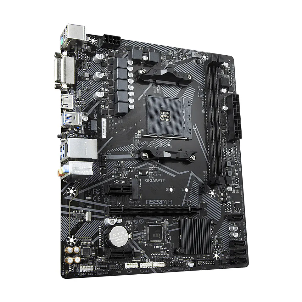Placa Madre Gigabyte A520M H (AM4, DDR4 5100MHz, M.2, MicroATX) - AMD Ryzen 3