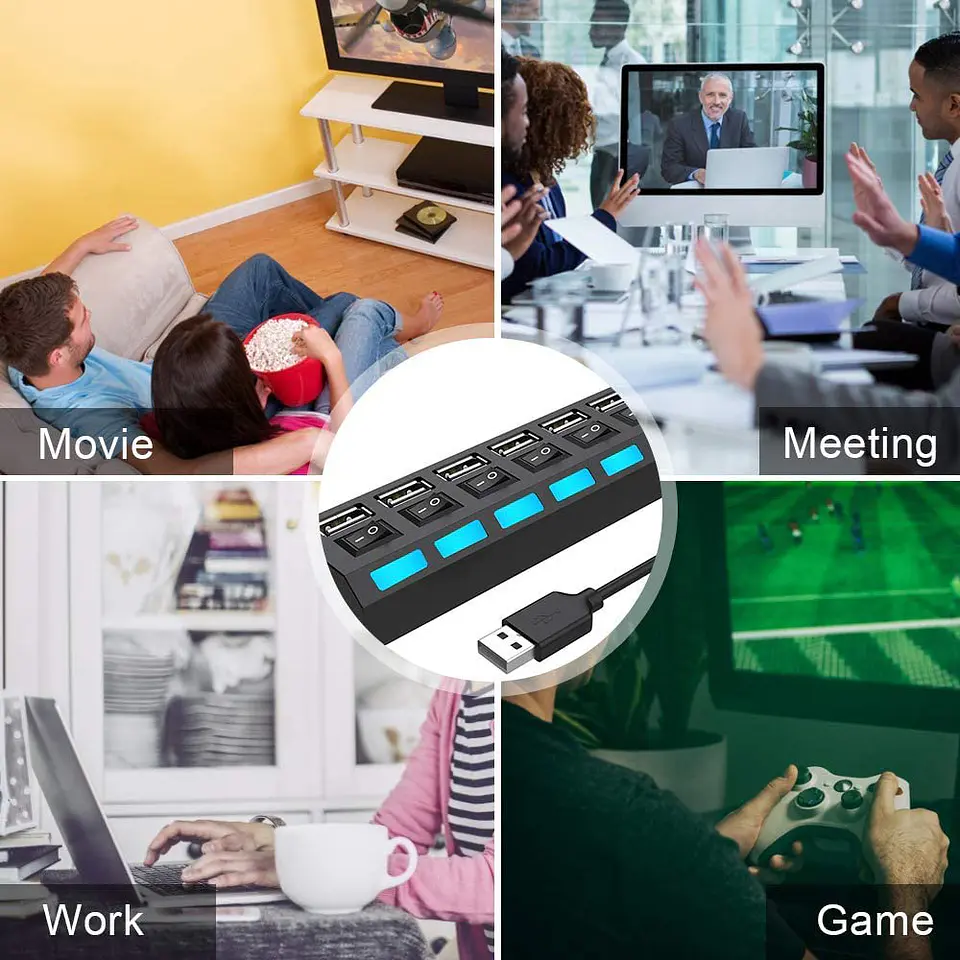 Hub 7 puertos USB 2.0 con interruptores individuales 7