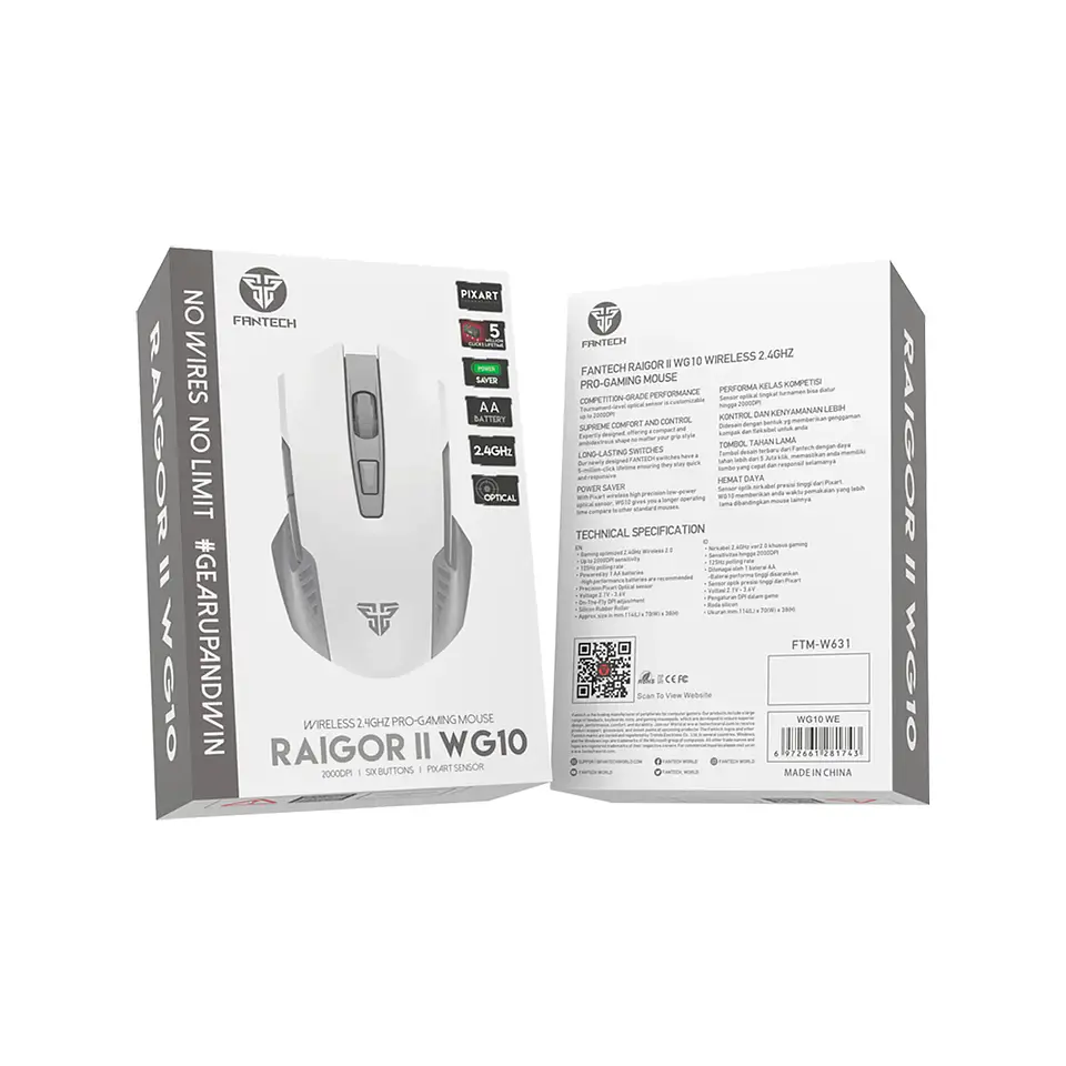 Mouse Gamer Inalámbrico Fantech RAIGOR II WG10 White Edition 4