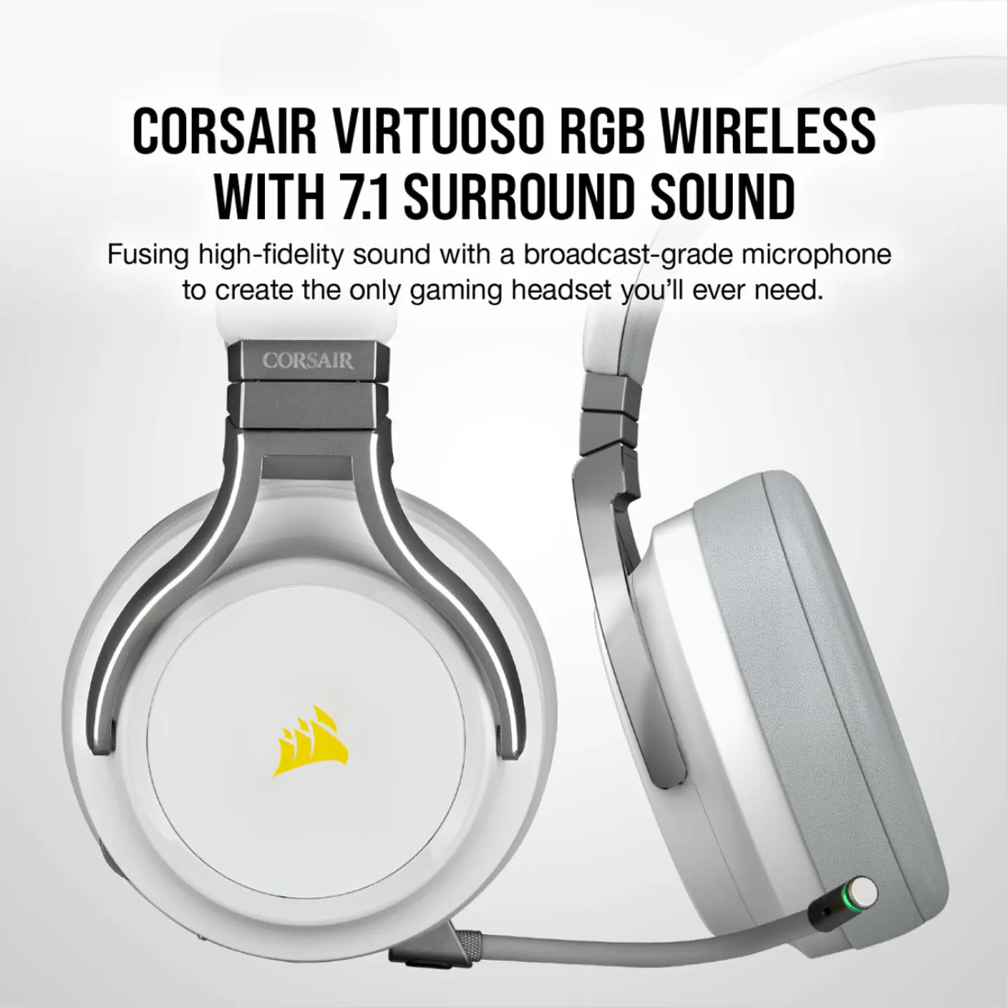 Audífonos Wireless Corsair Virtuoso RGB, Sonido 7.1, White 7