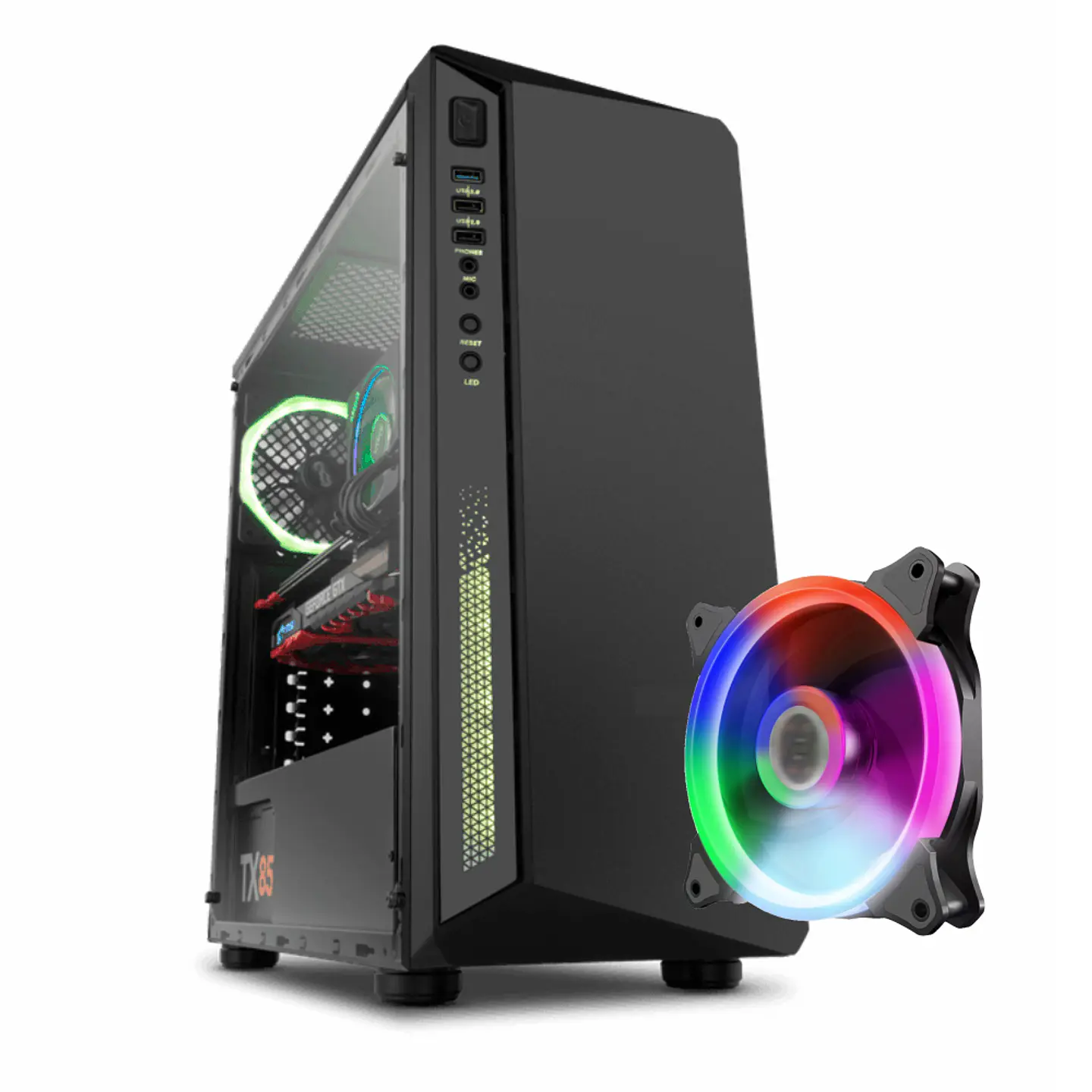 Gabinete Gamer Nox Atom RGB (ATX, Vidrio Templado), incluye 3 coolers RGB 1