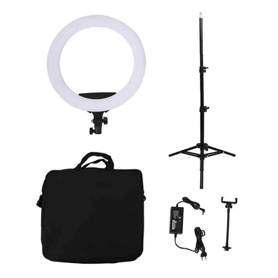 Aro Luz Led profesional 45cm diámetro + trípode regulable hasta 2mts 1