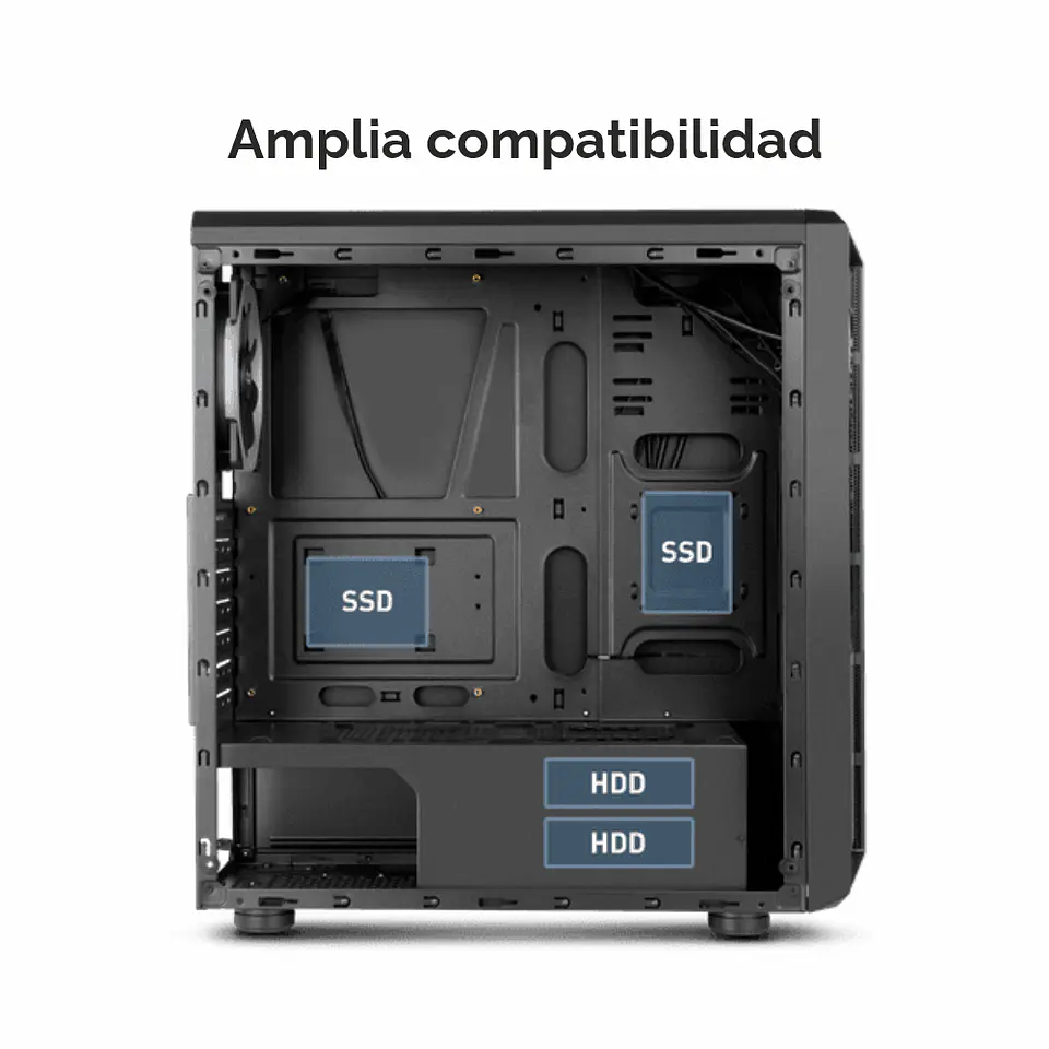 Gabinete Gamer Nox Atom RGB (ATX, Vidrio Templado), incluye 3 coolers RGB 5