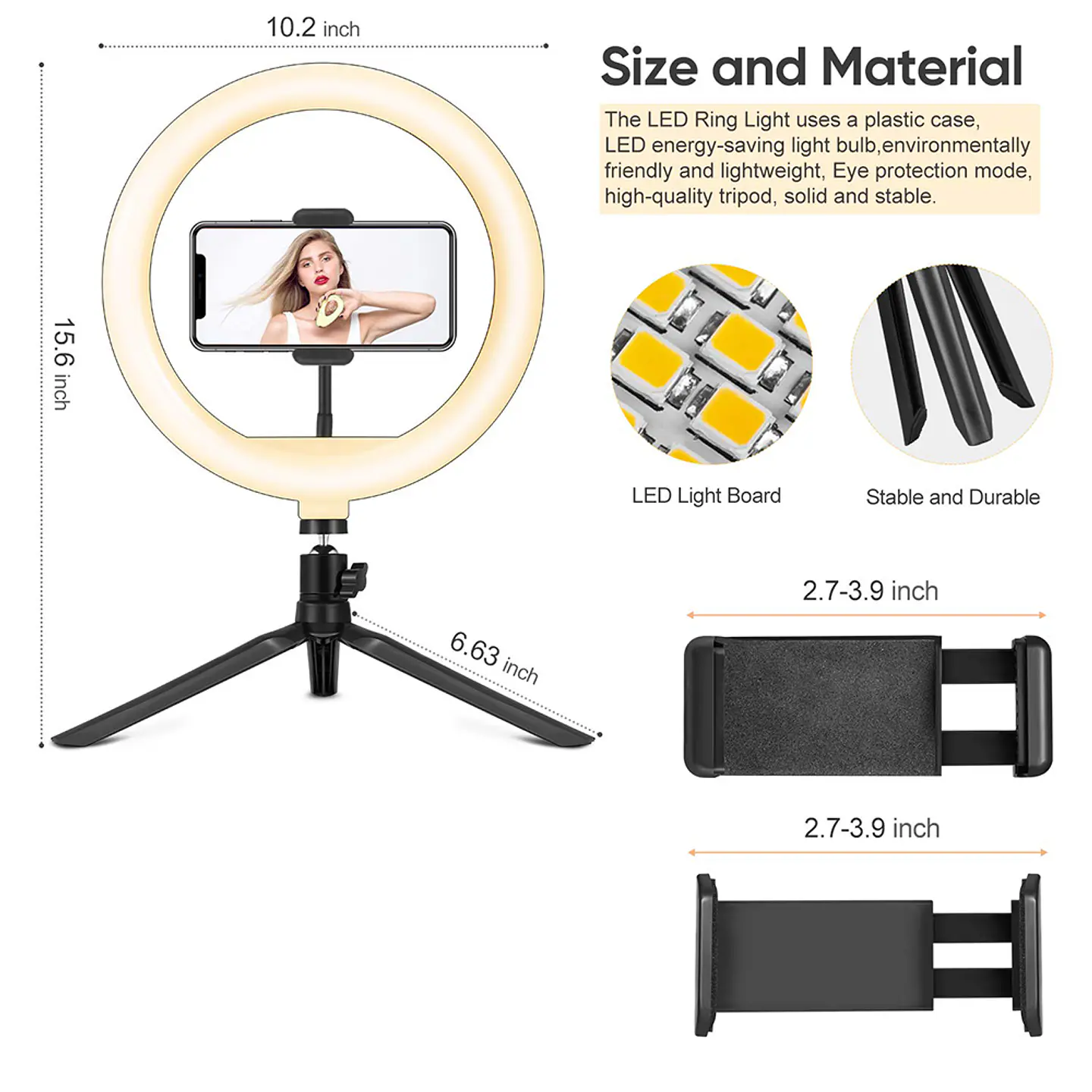 Aro De Luz Led 26cms + Trípode Escritorio + Soporte Celular 5