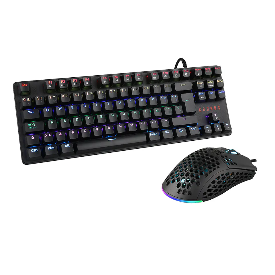 Kit Gamer 2 en 1 Kronos Pro, Teclado Mecánico RGB + Mouse 12000 DPI 1