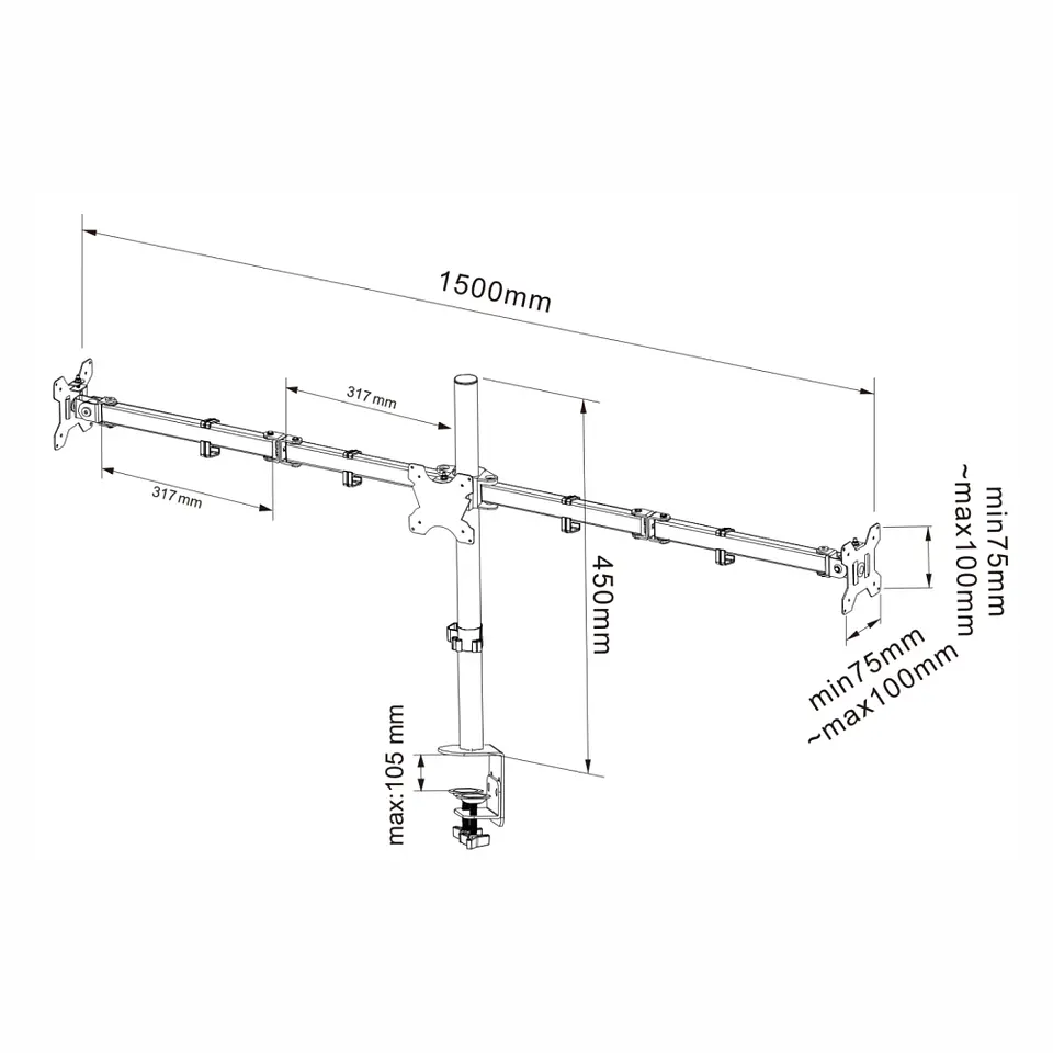 Soporte articulado para 3 Monitores de 13