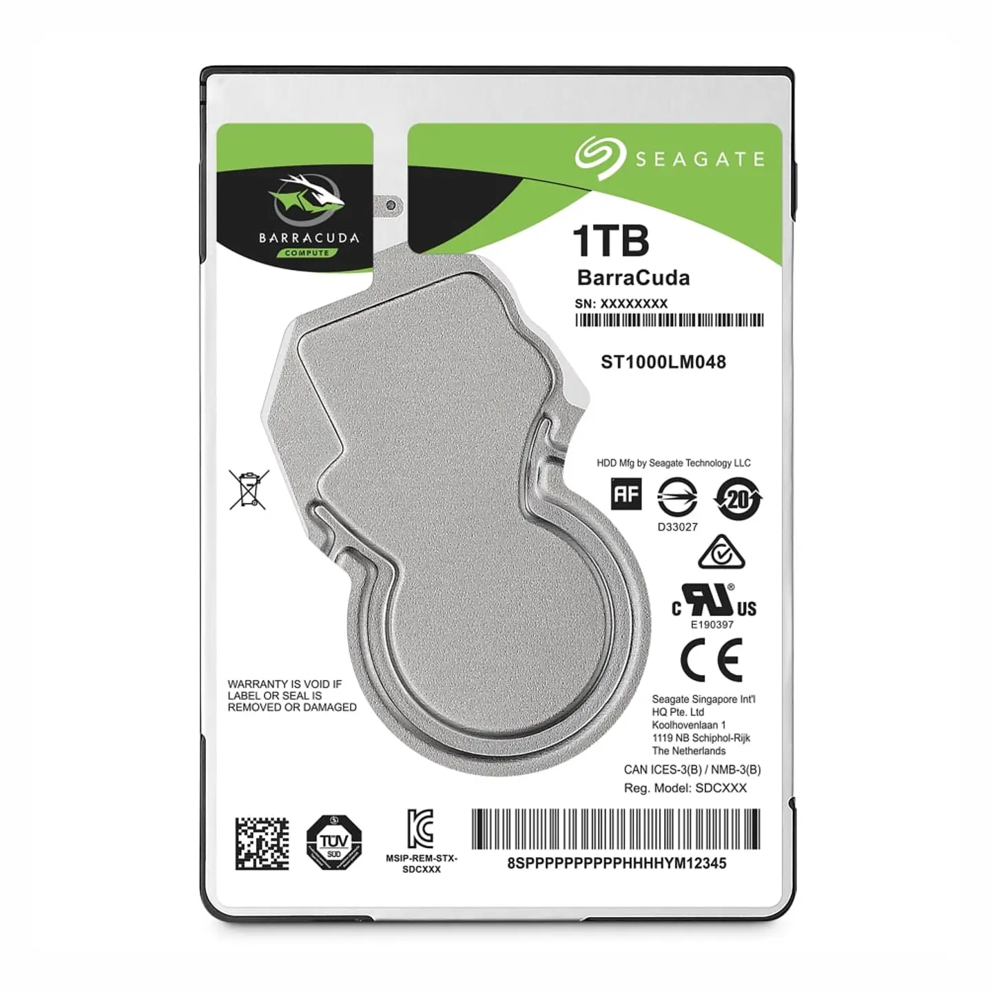 Disco Duro 1TB, Seagate BarraCuda, 5400rpm, SATA 6Gb/s, Cache 128MB para Notebook 2.5