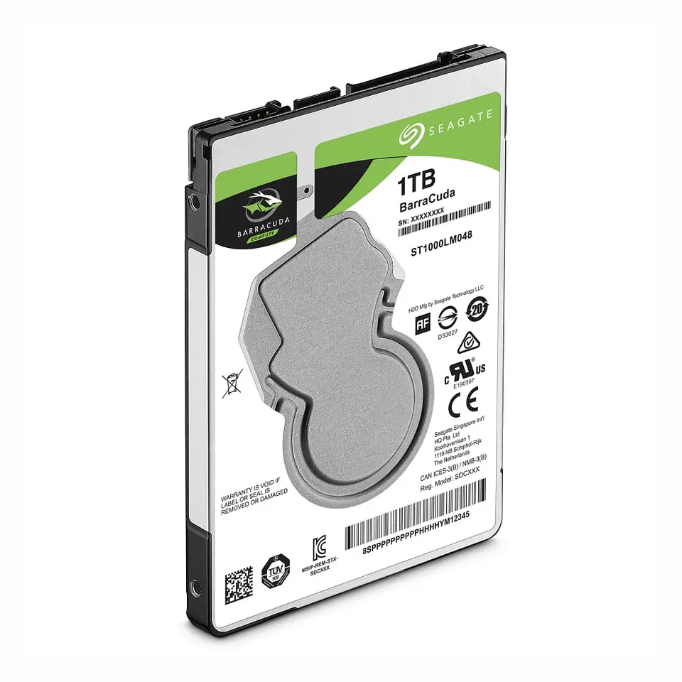 Disco Duro 1TB, Seagate BarraCuda, 5400rpm, SATA 6Gb/s, Cache 128MB para Notebook 2.5