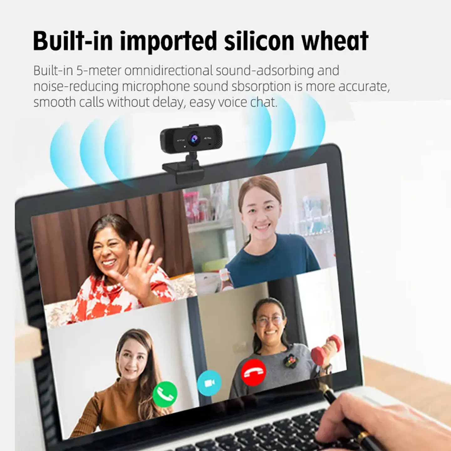 Webcam Camara Web Full HD 1080p, 30fps con trípode escala 6