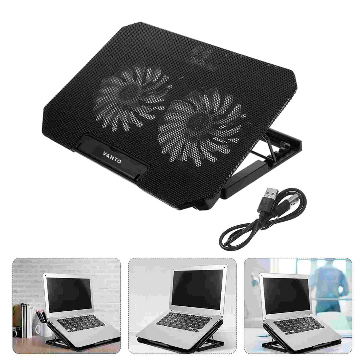 Cooler Ajustable Ventilador Potente Enfriador Notebook 2 USB 4