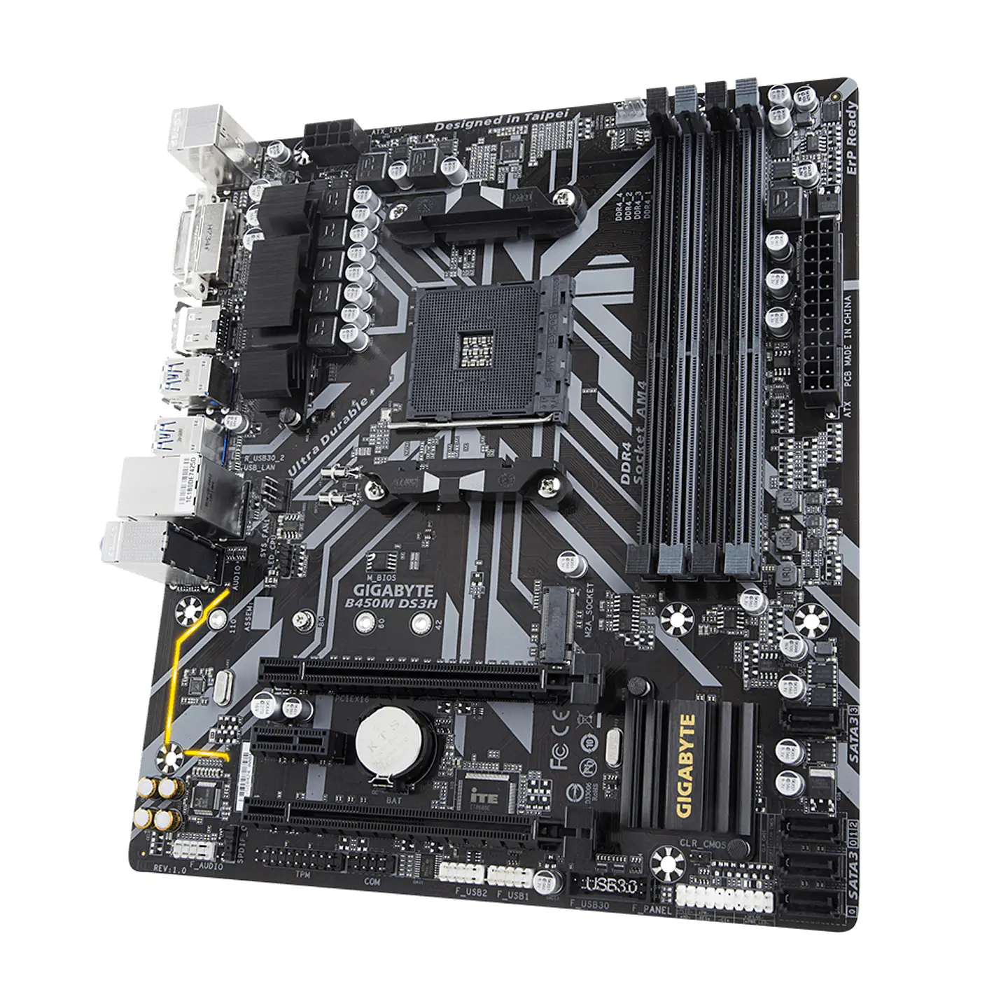 Placa Madre Gigabyte B450M DS3H (Micro ATX, AM4, DDR4) - AMD Ryzen 5