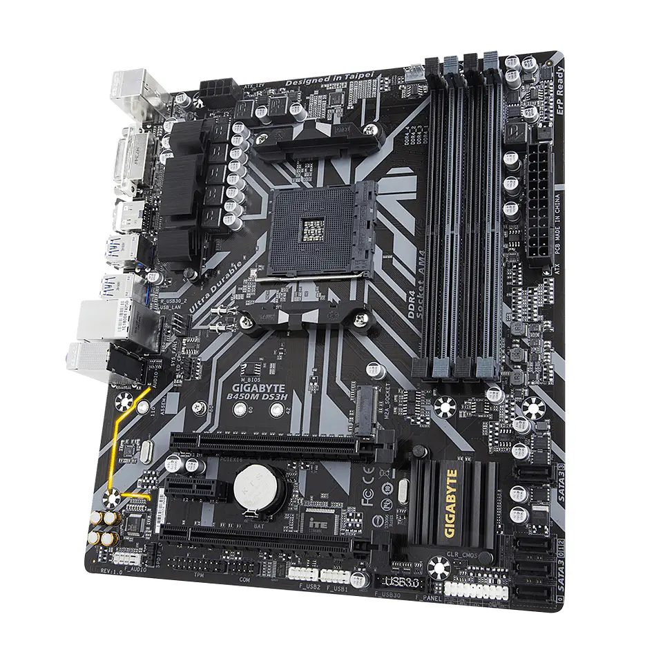 Placa Madre Gigabyte B450M DS3H (Micro ATX, AM4, DDR4) - AMD Ryzen 5