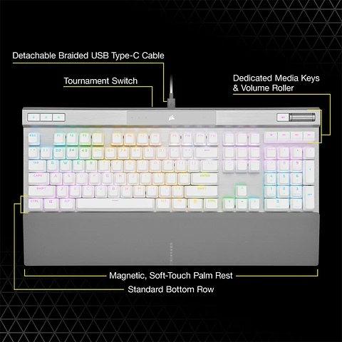 Teclado Corsair K70 PRO RGB White Óptico-Mecánico Switch OPX