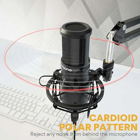 Kit Micrófono Podcast USB Maono AU-PM420 - Con Brazo, Anti shock y Anti Pop