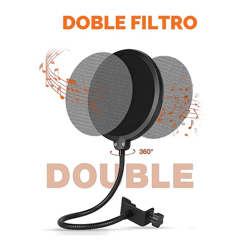 Filtro Anti-pop Metal Flexible Doble Malla Para Micrófonos