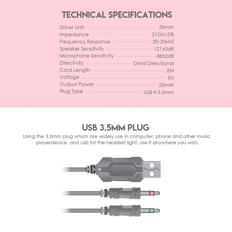 Audífonos gamer Fantech HG20 Chief II - Sakura Edition 5