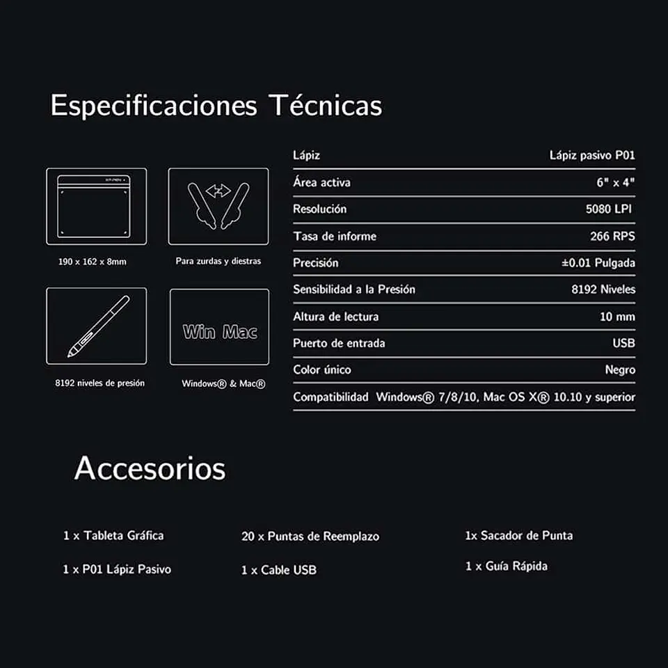 Tableta Grafica Digitalizadora XP-Pen Star G640 7
