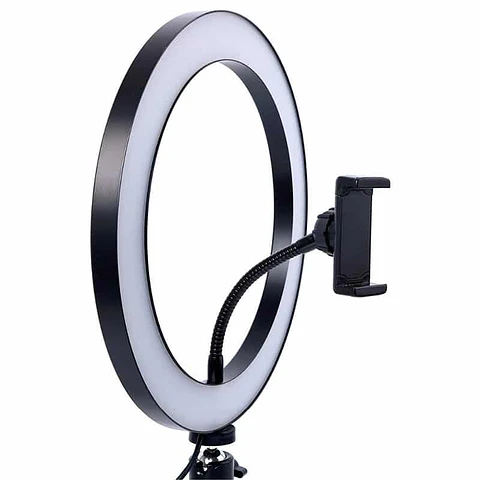 Aro de luz 26cm con trípode de sobre mesa, 3 tonos