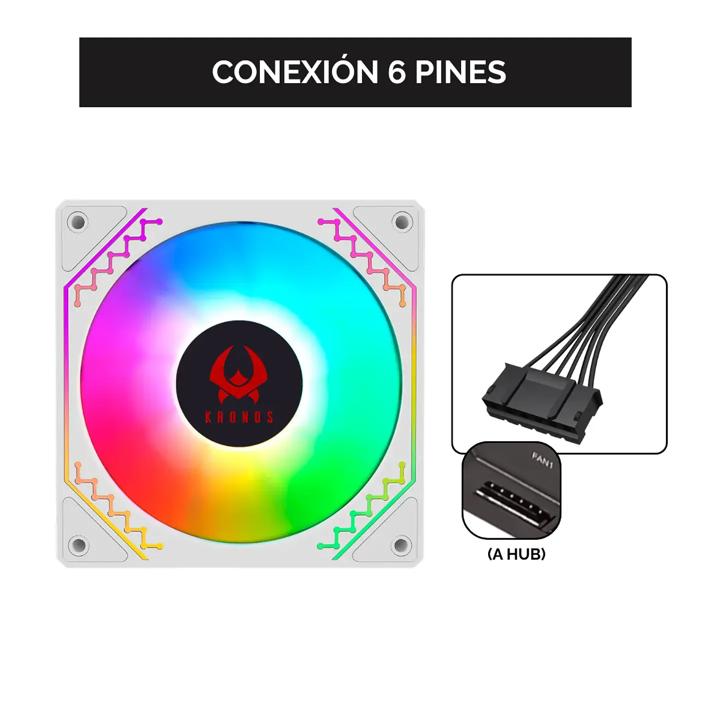 Ventilador de Gabinete Kronos Ventus White, ARGB, 120mm, 1 Unidad, conexión 6 pi 7