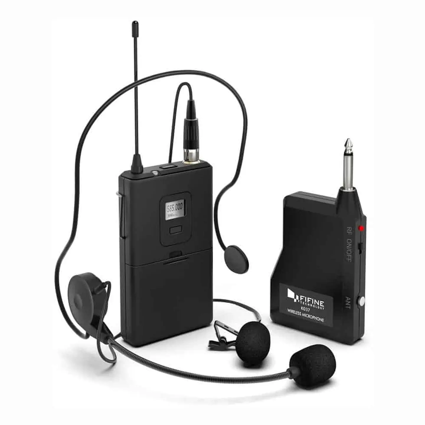 Set profesional: Micrófono inalámbrico fifine K037B, con auriculares y micrófonos de solapa Lavalier 1