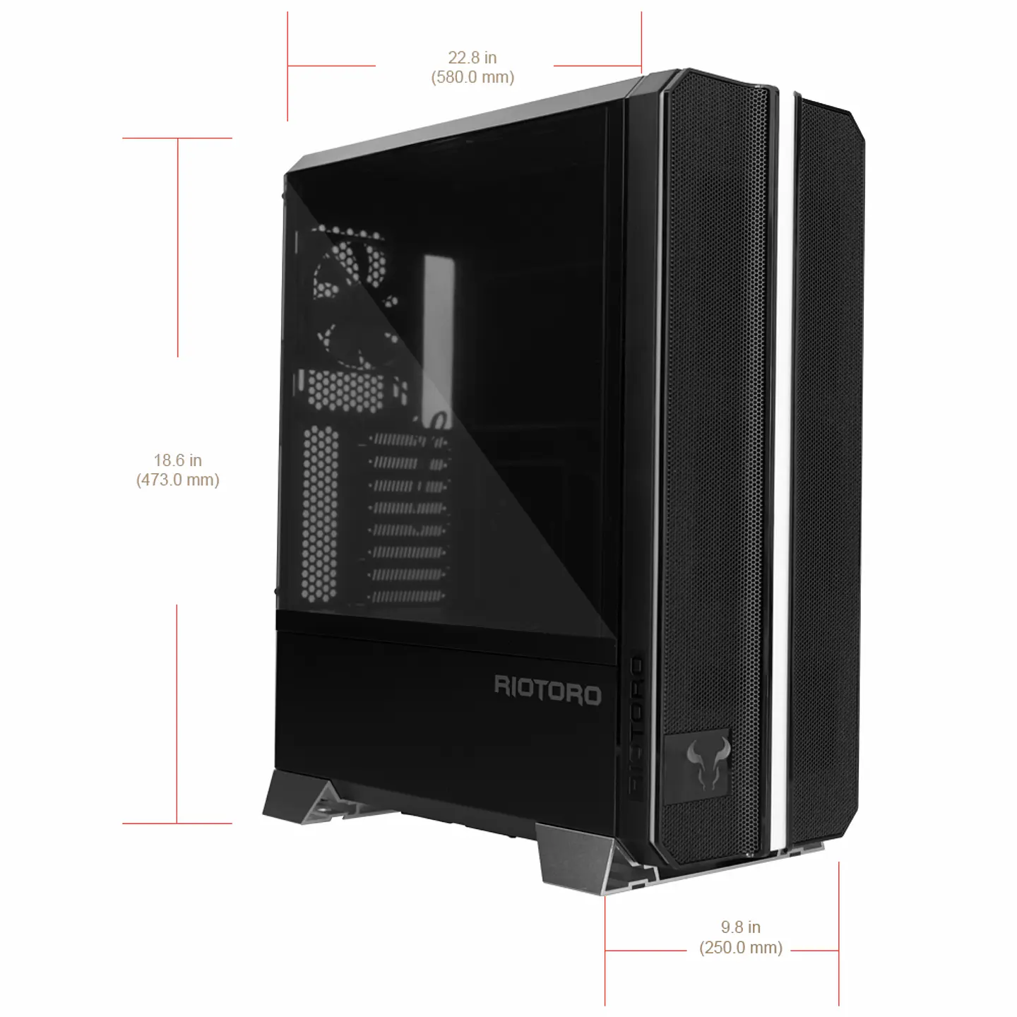 Gabinete Riotoro CR1288 Prism RGB con 3 ventiladores (Mini-ITX, Micro-ATX, ATX, E-ATX) 6