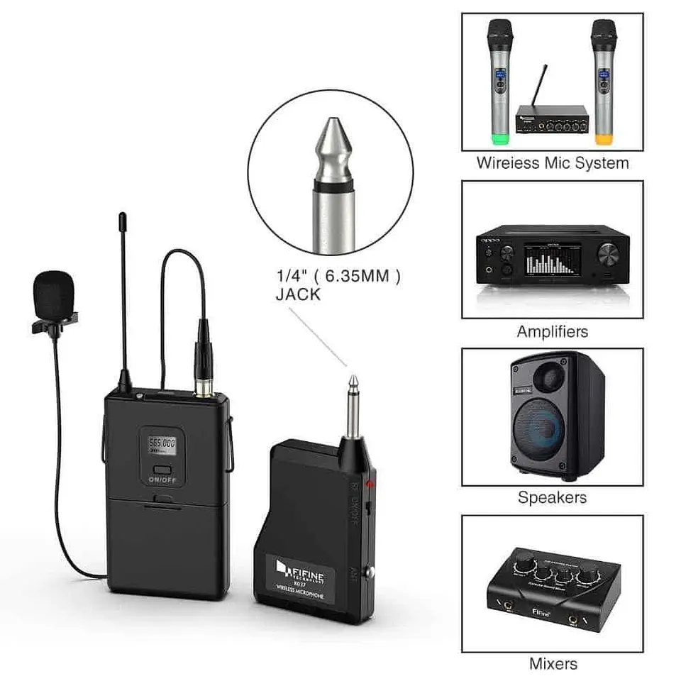 Set profesional: Micrófono inalámbrico fifine K037B, con auriculares y micrófonos de solapa Lavalier 3