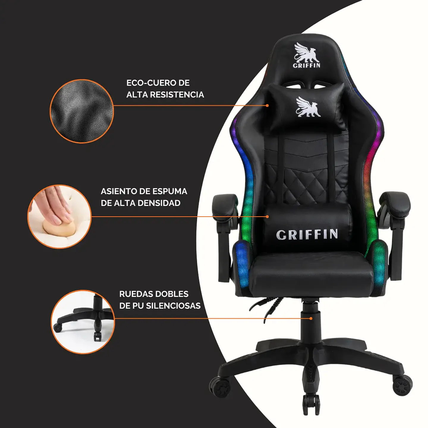 Silla de escritorio Ultimate Griffin Gamer - RGB 5