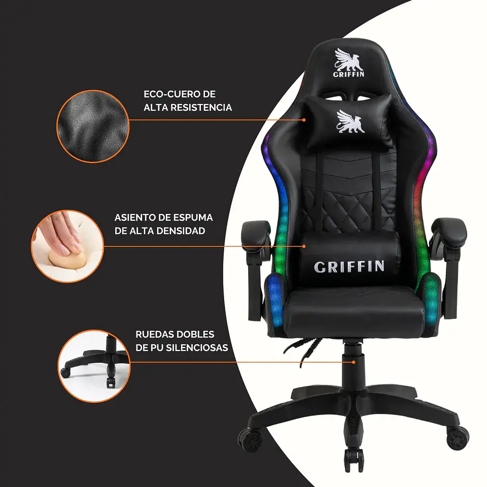 Silla de escritorio Ultimate Griffin Gamer - RGB 5