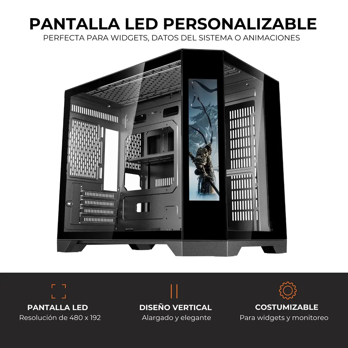 Gabinete Kronos Dreamer Pantalla LED Micro-ATX Vidrio Temp USB 3.0 5