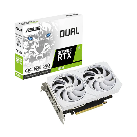 Tarjeta de Video ASUS Dual RTX3060 OC, 12GB, 192bit - Blanco