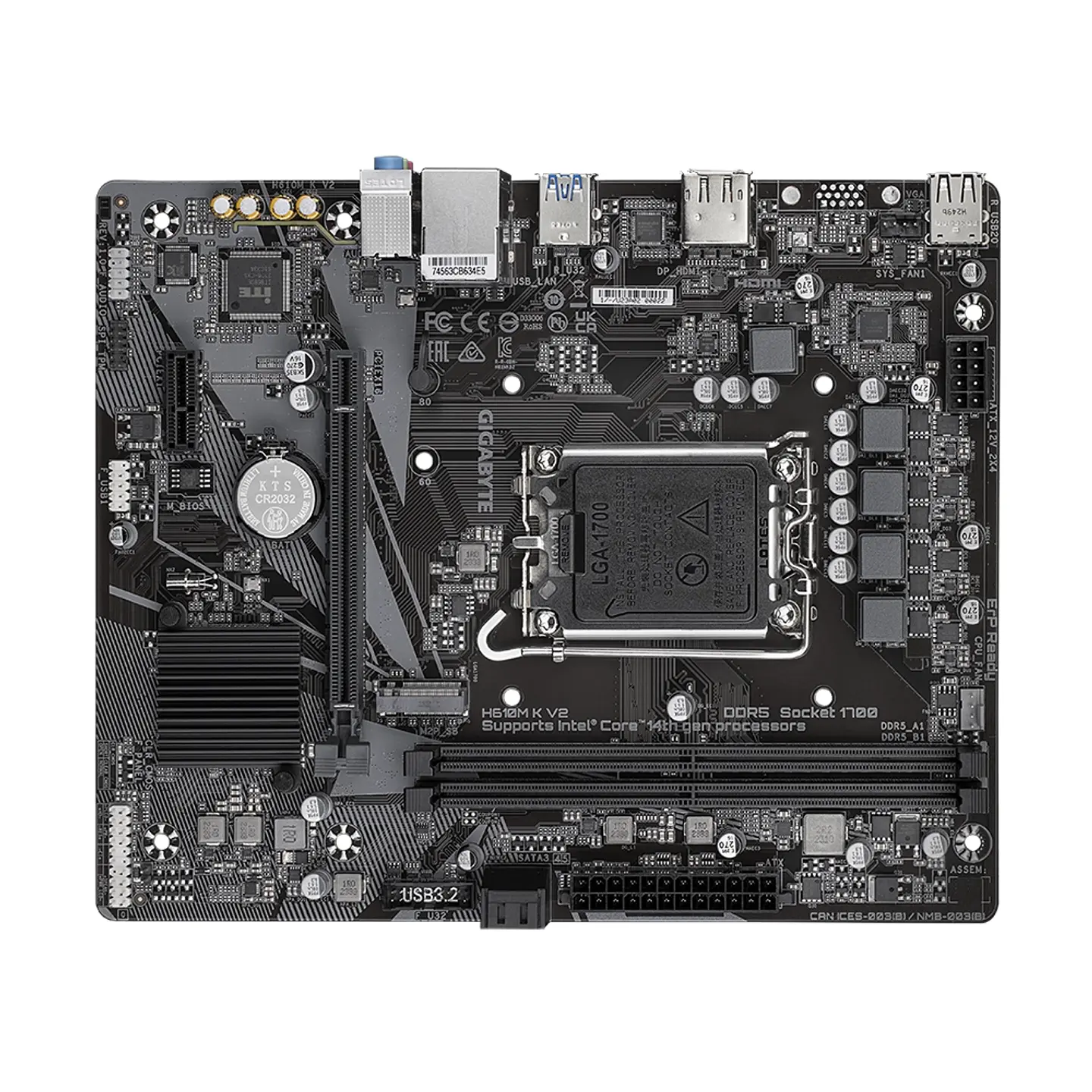 Placa Madre Gigabyte H610M K V2, Intel H610, LGA 1700, DDR5 4