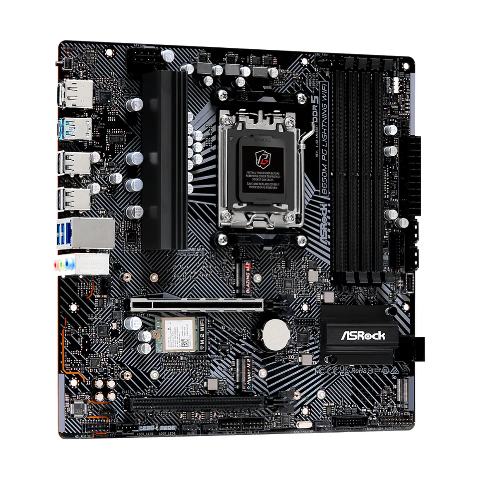 Placa Madre mATX ASRock B650M PG Lightning Wifi AMD AM5 DDR5 3