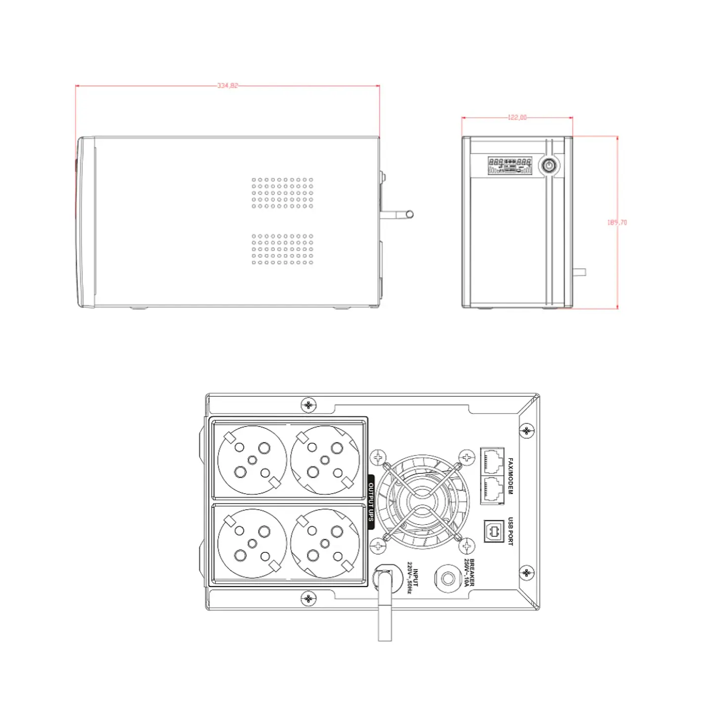 UPS HIKVISION DS-UPS2000 Interactiva 2000VA / 1200W 4