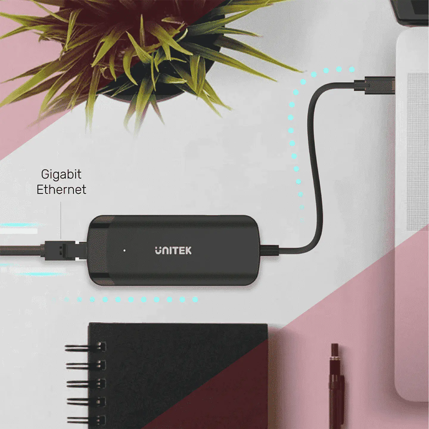 Hub USB-C Unitek 4 en 1 (3x USB 3.2 - 1x Puerto Gigabit Enthernet) 4