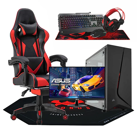 Set Up Gamer - Pc Furius Intel Core i3-10105, Monitor, Silla, Alfombra y periféricos