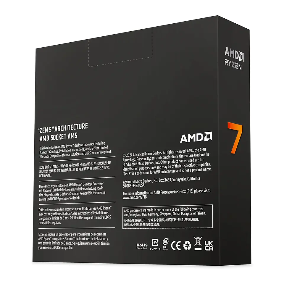 Procesador AMD Ryzen 7 9700X, up 5.5GHz, 8Core, 16Hilos, AM5 4