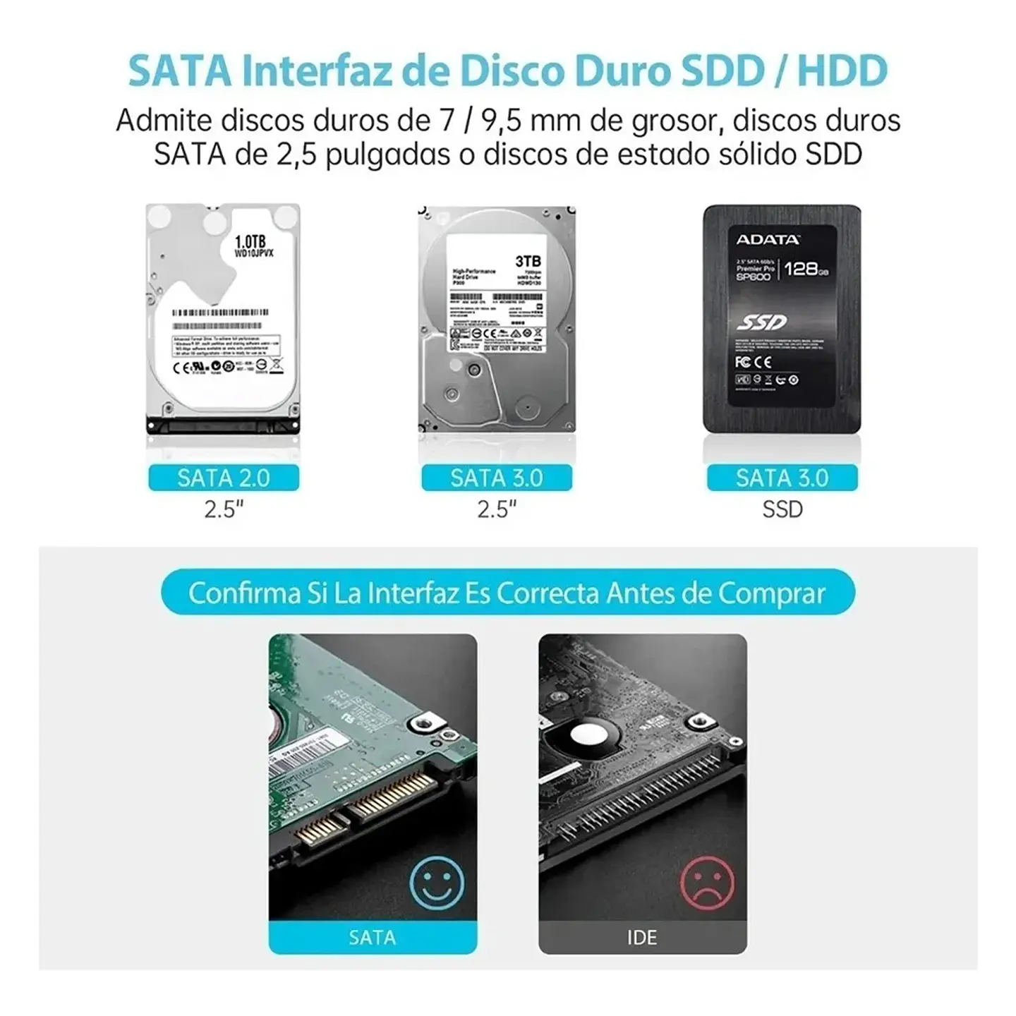 Cofre Case Transparente Disco Duro HHD y SSD Sata 2.5 USB 3.0 8
