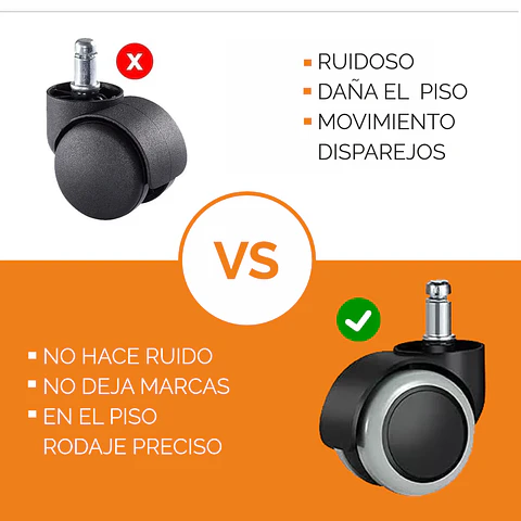 Ruedas Para Silla Escritorio Tipo Roller Set 5 Universales - gris