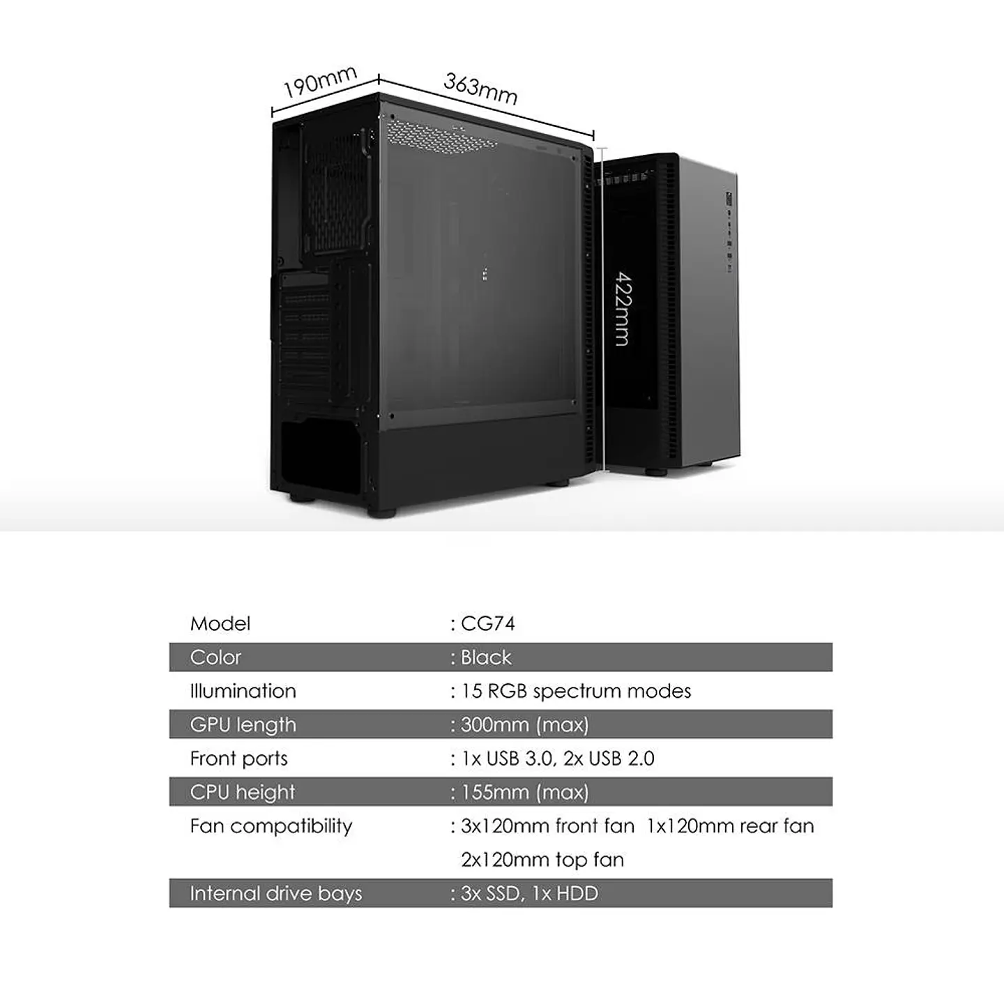 Gabinete Krisper Iron CG74, Vidrio Templado, Mid-Tower, Micro-ATX, ITX, ATX 5