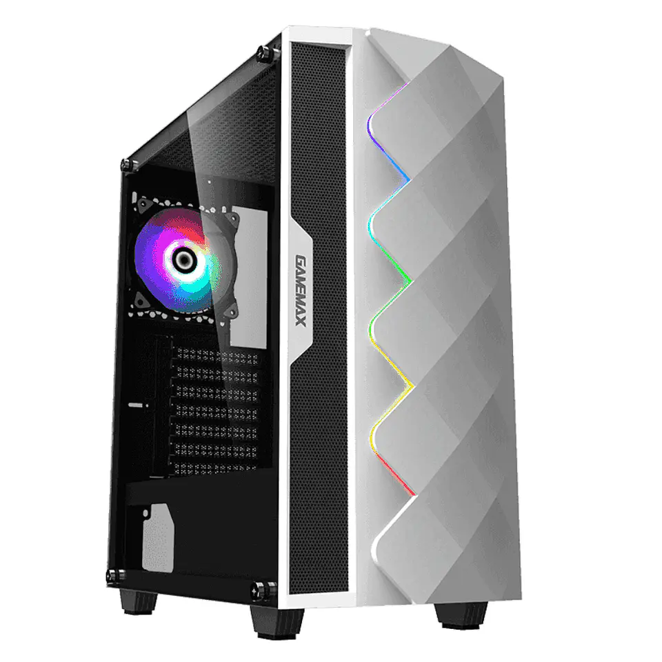 Gabinete Gamemax ATX White Diamond COC, Vidrio Lateral, 2 coolers 1