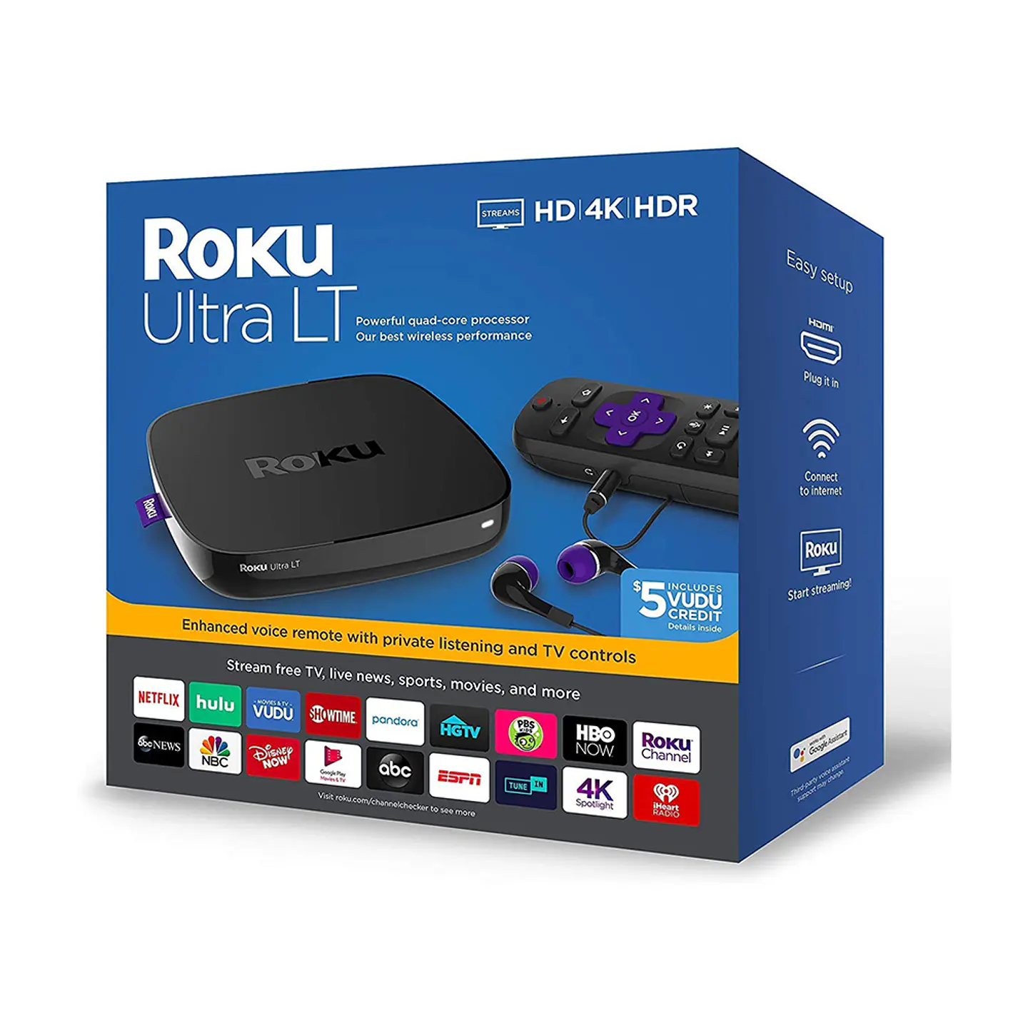 Roku Ultra LT, control remoto de voz mejorado (HD, 4K, HDR, Enthernet) 6