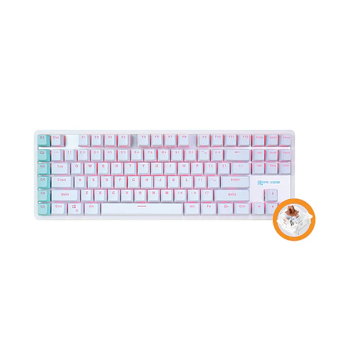Teclado Mecánico TKL, Hype Legend White Rebel L - Brown Switch