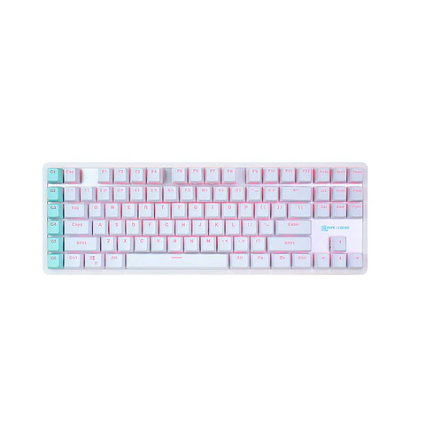 Teclado Mecánico TKL, Hype Legend White Rebel L - Brown Switch